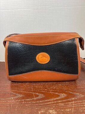 Vintage Dooney & Bourke All Weather Leather Black And Brown Crossbody Bag M3